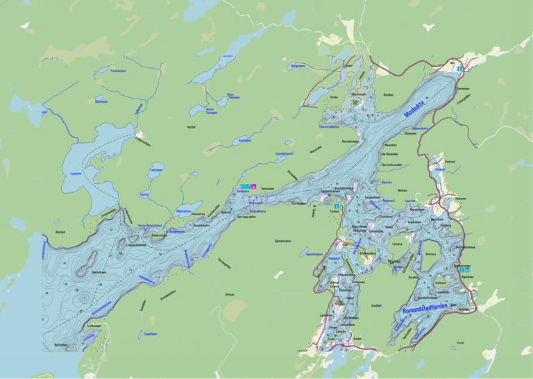 Dybdekart Mosbukta